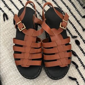 Brown faux Leather Sandals
